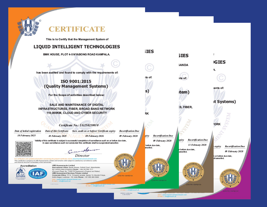Liquid Intelligent Technologies Uganda ISO certifications